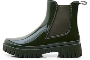 Jesindr Wellies Women, Waterproof Wellington Boots for Ladies, Stylish Keep Warm Ankle Rubber Boots, Short Chelsea Welly Boots