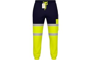 GM WORKWEAR Hi Vis Jogging Bottoms Safety Work Sweat Pants Fleece Trousers Joggers S-3XL – Yellow/Black, Orange/Black, Navy/Orange, Navy/Yellow