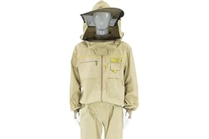 LYSON Beekeeper Jacket Beekeeping Blouse with Removable Hat/Beekeeping Jacket with Hand Warmers with Thumb Hole Beekeeping Blouse Ventilated Professional Beekeeping Clothing Beekeeping Jacket with Zip