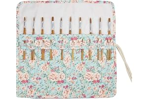 XNFIVE Sac à Pinceaux en Toile 15 Pouces, Trousse de Rangement avec 20 Emplacements pour Artiste, Dessin et Peinture, Idéal pour Pinceaux Huile et Aquarelle (Fleur)