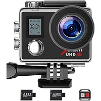 CLAW Campark ACT76 Action Camera 4K WiFi Ultra HD Sports Cam Underwater Waterproof 30M 170° Wide-Angle Lens with Remote Control and 2 Recharge Batteries with Mounting Accessories Kit