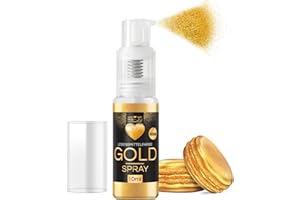‎HE-JU He-Ju Lebensmittelfarbe Gold Spray 10g, Goldpulver essbar vegan und E171 frei, essbarer Glitzer für Getränke
