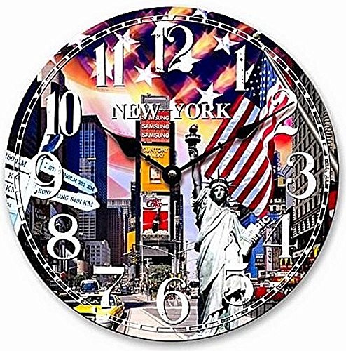 Tinas Collection runde moderne Wanduhr mit dem Motiv Big Apple, Ø 30 cm