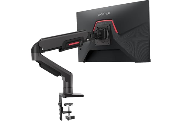 KOORUI Support Ecran PC Moniteur pour Ecrans Plats et Incurvés de 17 à 32", Ergonomique Ressort à Gaz Bras, Réglable en Hauteur, Inclinaison, Pivotant, Plage de Charge 2-9kg, VESA 75&100mm