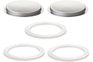 DITOSH 2 Stück Filter mit 3 Stück Silikondichtung Dichtungen für 9 Tasse Herdplatte Espresso Kaffeemaschine Ersatzteile für Big Tummy und gerade Edelstahl Moka Pot