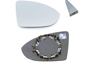 Goingfast Spiegelglas mit Metallclip Rechts Beifahrerseite Beheizbar mit Trägerplatte passend für Golf 7