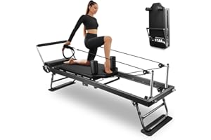 ONETWOFIT Pilates Reformer Machine,Foldable Pilates Reformer Core Bed Equipment Machine for Home Gym Women Yoga Workout Indoor Pilates Exercise Equipment Training Weight