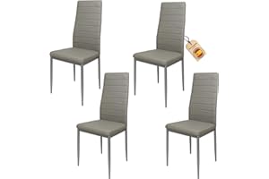 HOME DESIGN & CONFORT Pack de 4 Sillas de Comedor Tapizadas - Sillas Cocina Tapizadas - Sillas Comedor Pack (Gris, 4)