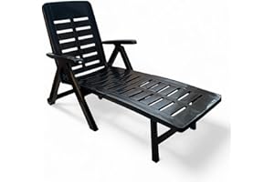 Sunlit Haven 'Smeraldo' Folding Sun Lounger, Anthracite - Weather-Resistant, Easy Clean, Adjustable Backrest, Compact & Portable - Perfect for Camping, Sunbathing, Outdoor Use