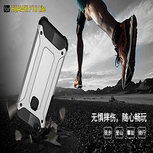 Fundas Huawei P10 lite Nova lite XINYUNEW TPU PC  Regalo Cristal Vidrio Templado  Premium Armadura H  brido caja de la armadura para el tel  fono Silicona Carcasa Case Funda para Huawei P10 lite Nova lite Oro