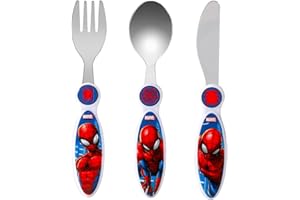 ZAWADI GLOBAL Spiderman Ensemble de couverts 3 pièces pour enfants – couteau/fourchette/cuillère