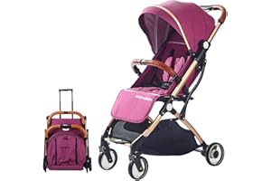 SONARIN Passeggino leggero,Passeggino compatto,Pieghevole con una mano,imbragatura a cinque punti,Ruote aggiornate,ideale per aeroplano(Viola)