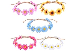 Bkrdty Girasole Corona 5 Pezzi Margherita Capelli Corona Multicolore Daisy Fascia Coroncine per Donne Ragazze Festival Matrimonio Festa