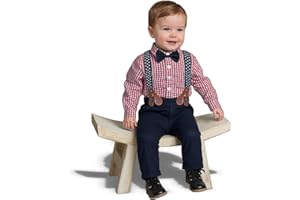 Yilaku Ensemble 4 pièces de vêtements pour petit garçon avec pantalon bretelles chemise et nœud papillon