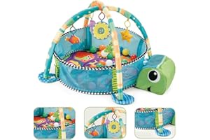SAVOUR LUXE LTD Ocean Turtle Baby Activity Gym Play Mat with Ball Pit – 20 Colourful Balls & Hanging Toys | Sensory Development & Tummy Time Play Centre for Infants and Toddlers (0–4 Years)