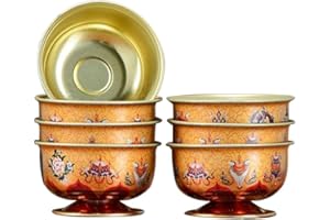Zerodeko Buddhist Offering Bowls Desk Topper Desk Topper 7 Pcs Chalice Cup Water Offering Bowl Cups Buddha Worship Sacrificial Tea Cup for Home Temple Decor Singing Bowl