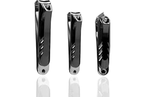 ANGNYA Set Tagliaunghie,3 Pezzi Taglia Unghie per Mani e Piedi con Lama Curva/Obliqua,Tagliaunghie con Design Antiscivolo,Tagliaunghie in Acciaio Inox, con Scatola di Latta