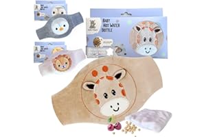 Hello Hippo - Bouillotte Noyaux de Cerise Bébé - Ceinture Chauffante Sèche Anti-Colique pour Nourrisson, Micro-Ondes ou Four, Hypoallergénique et Lavable (Girafe)