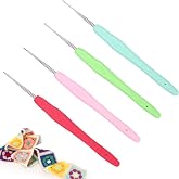 Coopay Lace Crochet Needles Set of 4 Mini Needles with Soft Handle Fine 0.5mm 0.75mm 1.0mm 1.25mm Small Sizes for Lace and Th