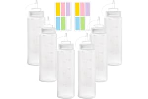 TTYSHIP® 6 Pezzi Bottiglia di Condimento in Plastica, 500ml Bottiglia Squeeze di Plastica con Coperchio, Bottiglia di Salsa per Ketchup, Senape, Mayo