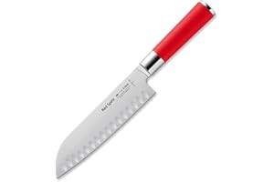 F. DICK Santoku, cuchillo de cocina asiático Red Spirit (cuchillo con hoja de 18 cm, acero X55CrMo14, inoxidable, 56 HRC) 81742182K