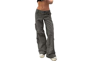 DINGJIUYAN Y2k Cargo Jeans Women Multi Pocket Baggy Denim Pants Vintage Flap Pocket Trousers Straight Wide Leg Jeans