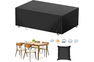 Housse Salon de Jardin, Housses pour Mobilier de Jardin,210D Oxford Tissu, Housse Table de jardin, Imperméable Anti-UV, Protection pour Tous Les Temps (213*132*72cm)
