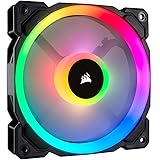 Corsair LL120 RGB Ventola, Velocità 600 - 1500 RPM, 24.8 dB, Dual Light Loop RGB LED PWM, Nero, 120mm x 25mm, Confezione Sing