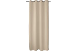 ED Enjoy Home Rideau Occultant avec Œillets argentés, Beige Ivoire, 140x240cm, 100% Polyester, Tissu Certifié Oeko-TEX, Collection Réglisse