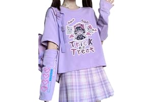 YINGKE Femme Japonais Kawaii Anime Manga Sweatshirt Fille Gothique Y2K Harajuku Vetement E-Girl T Shirt à Manches Longues