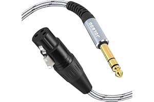 JOLGOO Cavo di interconnessione bilanciato XLR femmina a 6,35 mm con spina TRS da 1/4 di pollice, cavo patch da XLR a un quarto di pollice, 1 metro, per microfono, mixer, chitarra, AMP, altoparlanti