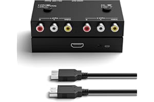 Nouiosa RCA zu HDMI, Dual RCA zu HDMI Adapter Konverter, unterstützt 740P/1080P (30HZ/60HZ) Kompatibel mit WII (2AV zu HDMI)