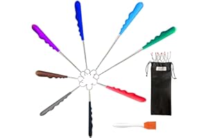 ORGMEMORY 8 Fourchettes Télescopiques Pour Barbecue, 30 à 115 cm, Marshmallow Roasting Sticks Extensible Brochettes pour Barbecue Inox, Bâton de Barbecue pour Camping, Fourchette pour Barbecue Télescopique