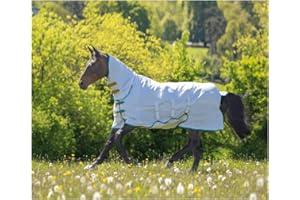 Tempest Shires Plus Sweet-Itch Combo Full Neck Fly Rug in White 6'6" / 78", White