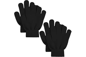 sesameless 2 Pairs Kids Winter Magic Gloves,Warm Stretchy Knit Gloves for Boys Girls 3-10 Years