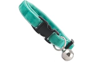 COOL CAT COLLARS Spearmint Double Velvet Soft Cat Collar. Beautiful cat safety collars with bell available in a range colours made in the UK from velvet ribon, purrfect for your kitty