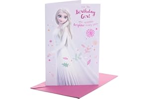 UK GREETINGS Kartka urodzinowa księżniczki Elsy - kartka urodzinowa księżniczki Disneya - kartka urodzinowa dla dziewczynki z Krainy Lodu - Kartka urodzinowa Dziewczyny