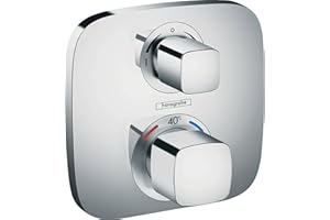 hansgrohe Ecostat E - thermostat conceiled, bathroom tap with safety stop at 40 °C, thermostat square, mixer tap for 2 functions, chrome