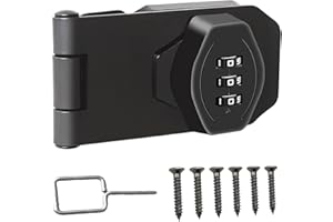 Keyless Hasp Latch Lock,Cyrmiug 3-Digit Combination Lock Twist Knob Cabinet Combination Lock,Door Security Slide Latch Lock for Small Doors,Cabinets,Barn Door,Bathroom,Outdoor (3 Inch,Black)