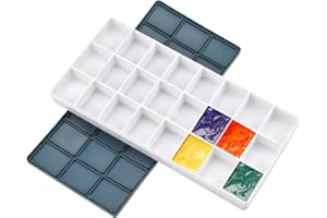 FODLON Paint Palette Box, 24 Grids Palette for Watercolour, Plastic Empty Palette Tray with Rubber Lid for Kids Adults Oil Artist Watercolour, Acrylic Painting (21.5 cm x 10.3 cm)