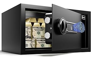 XDOVET Caja Fuerte Biometrica 24L Caja Fuerte de Huella Dactilar，con Modo Silencioso y Luz LED， Caja Fuerte de Dinero para Caja Hogar, Oficina, y Niños，Anti-Robo 33.5×40.5×22.9 centímetro