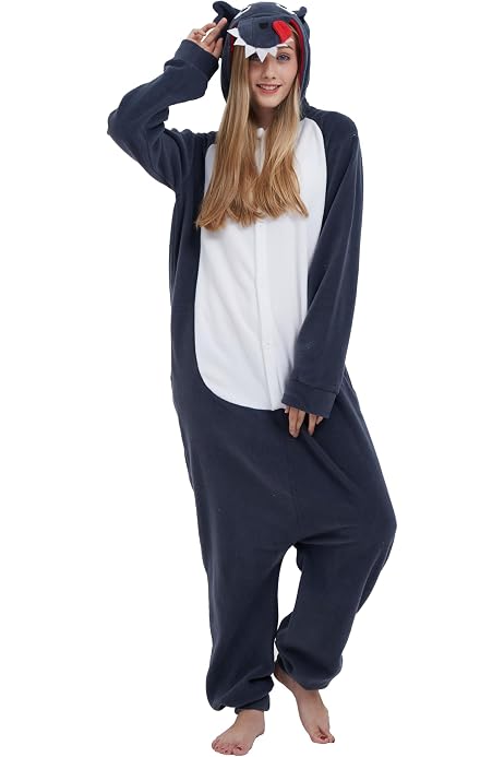 Tuta Intera MOGSA Da Cane Blu Per Adulti - Pigiama Onesie In Pile Con Cappuccio E Orecchie 3D - Cosplay Halloween