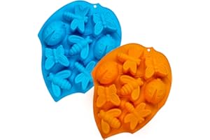 2 piezas 3D Moldes de pastel de silicona, CNYMANY molde de insecto de 8 cavidades Bandeja de cocina para hornear para Mollete Bomba de grasa Chocolate Caramelo Magdalena Jabón Vela