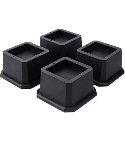 ANNKUT 6-Inch Heavy Duty Bed Risers (6 Pack) - Round Furniture Lifts For Bed, Desk, Sofa, Supports Up To 6000 Lbs, Black