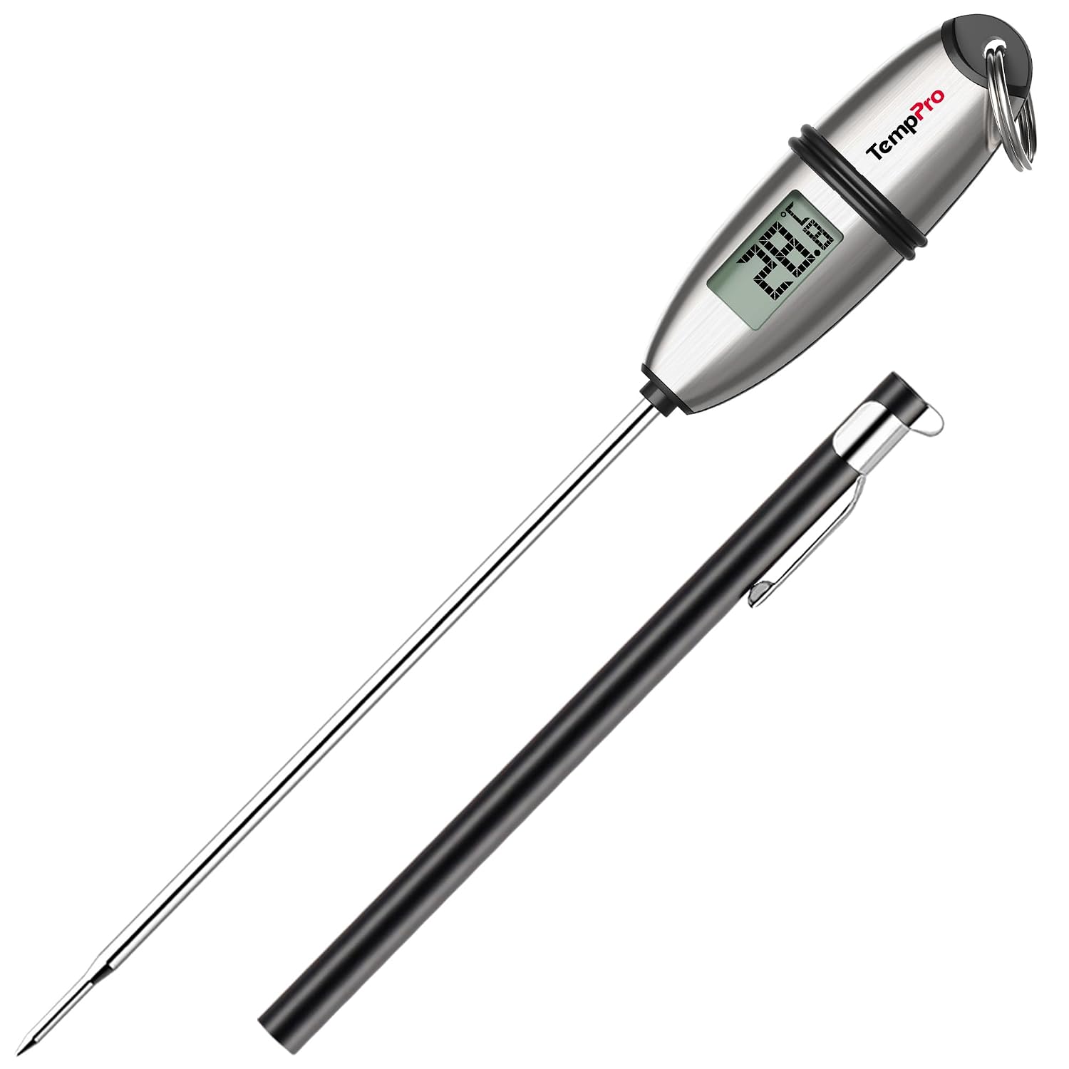 TempPro TP02S Termometro da Cucina Digitale a Lettura Istantanea | con 5.35" Sonda Lunga e Display LCD per BBQ, Carne, Barbecue, Vino, Latte, Olio, Dolci, Alimenti Precedentemente ThermoPro