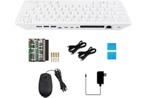 Waveshare Pi 500 Basic Kit, a Pi Designed Into a Keyboard, Support WiFi/BT, Dual-4K Outputs, with Raspberry Pi 500, GPIO Adapter Board, HDMI to Micro HDMI Cable, 27W Type-C Power Supply, etc