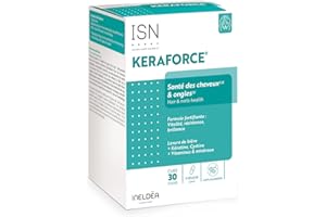 ISN - Keraforce® - Complément alimentaire à base de Kératine, Levure de bière, Vitamines - Nourrit les cheveux et les ongles - Améliore la résistance et la beauté - Cure 30 jours