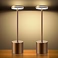 Hapfish 2 Pack Rechargeable Cordless LED Table Lamp, 5000mAh Battery Operated Table Lamps, 3 Color Modes, Dimmable, USB Desk Light for Home, Dining, Indoor, Outdoor, Living Room – Brown