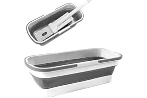 Necdeol Grande secchio per tacchino, mocio piatto, 2023, pieghevole, secchio per mocio portatile, secchio pieghevole con manico, capacità di appoggio per grandi superfici (bianco)