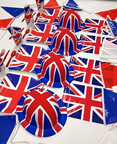 Royal Wedding 12 person party pack hats, bunting flags, plates, cups, napkins